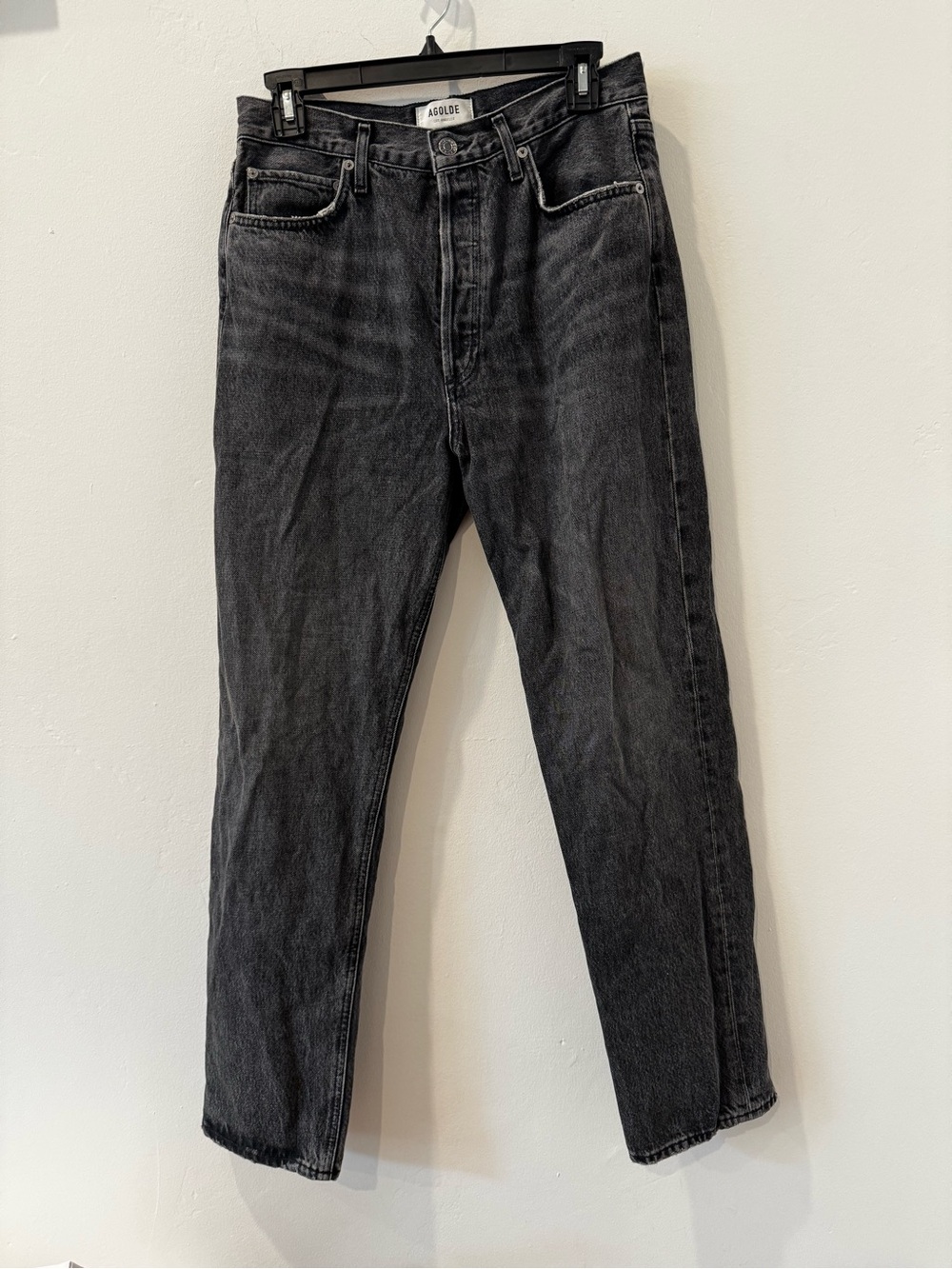 Agolde Women's Washed Black Straight Leg Jeans